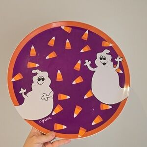 Vintage Halloween Citrus Grove Melamine Ghost Candy Corn Serving Tray 90s